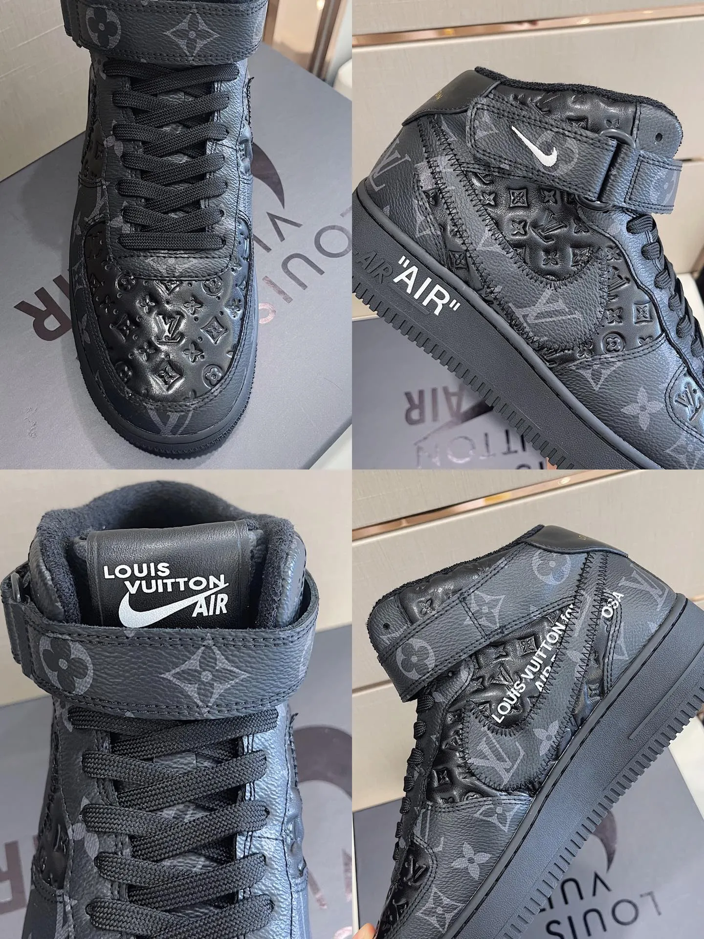 P480 Loui* Vuitto* x OFF-WHITE x Nike three-party collaboration! Trendy and cool men's high-top casual sports shoes with unrivaled color matching. The design idea basically continues the style of THE TEN. The Swoosh line and tongue label have a very familiar visual effect and are both fashionable and trendy! A must-have for fashionistas! The effect on your feet is absolutely stunning! Size: 38-45